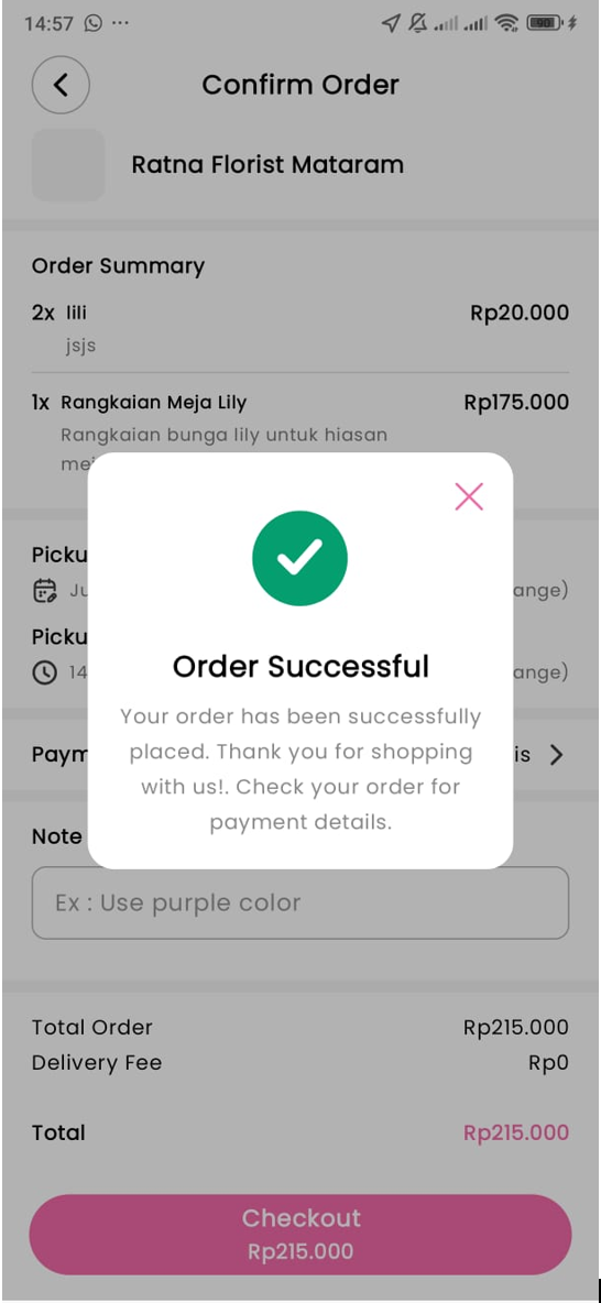 Order Success Confirmation